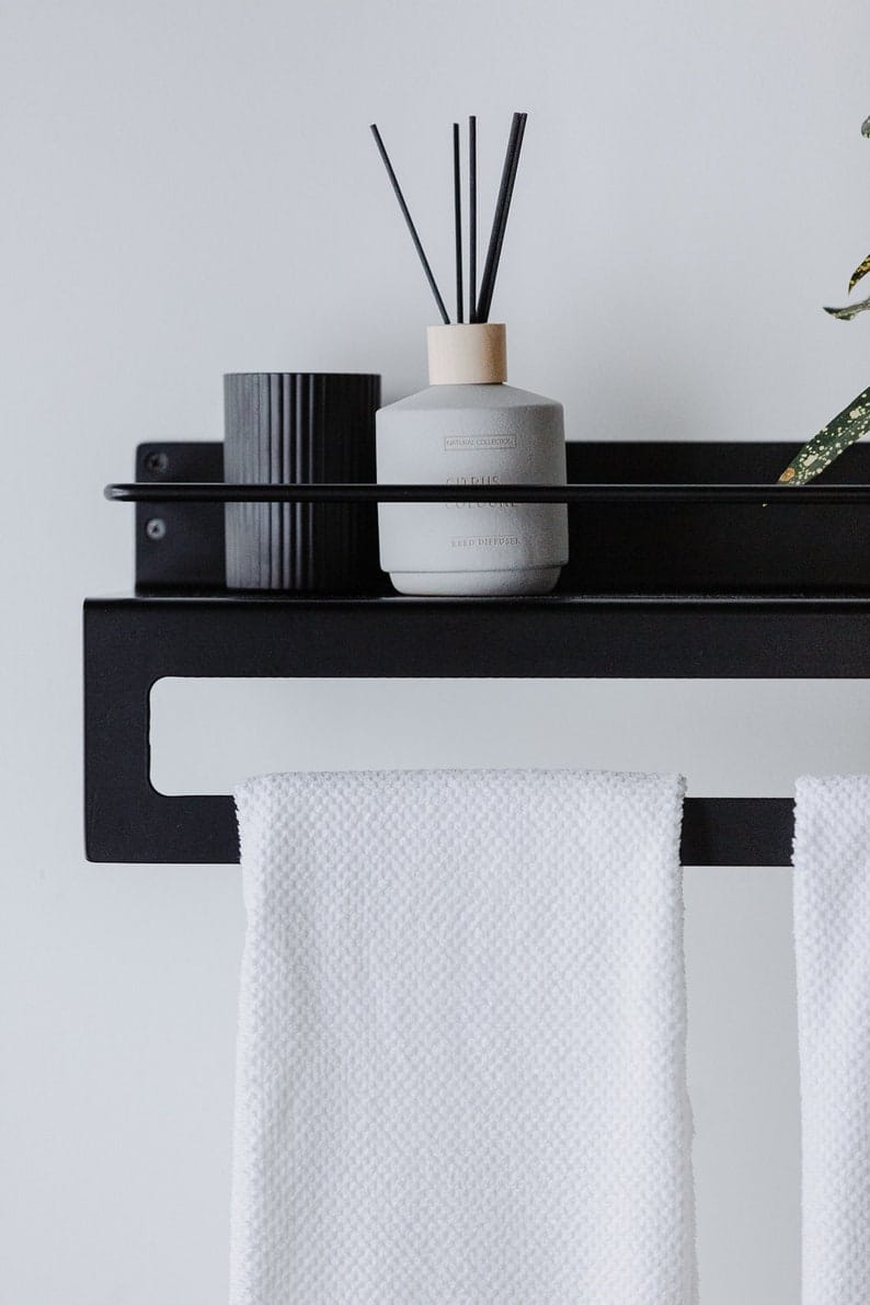 Bathroom Shelf with Towel Bar|Wall Storage Shelves with Towel Rack