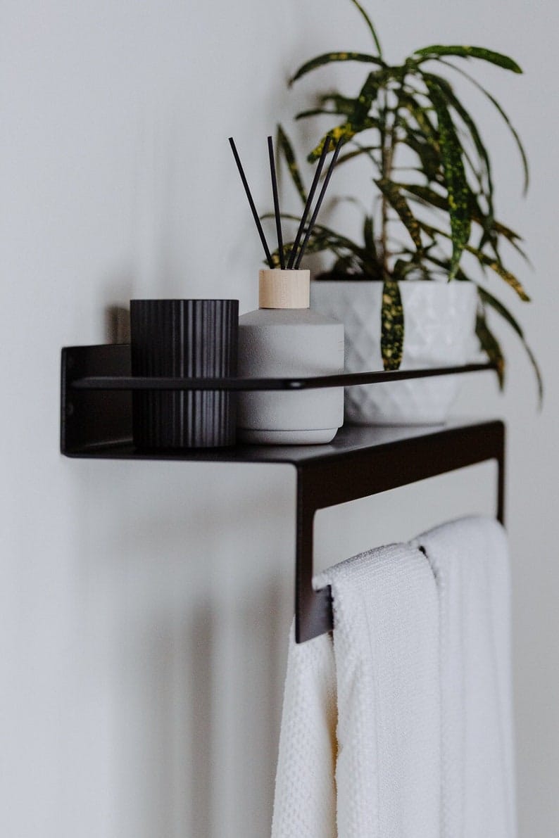 Bathroom Shelf with Towel Bar|Wall Storage Shelves with Towel Rack