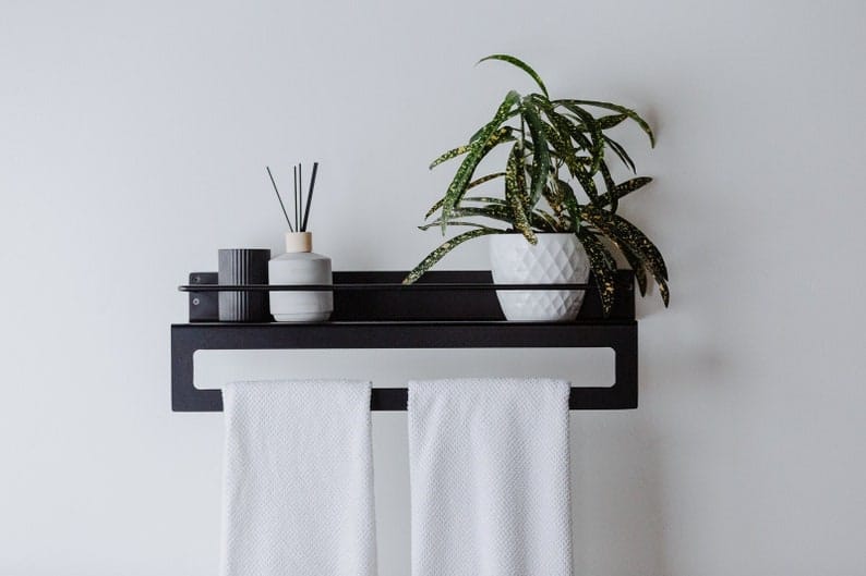 Bathroom Shelf with Towel Bar|Wall Storage Shelves with Towel Rack