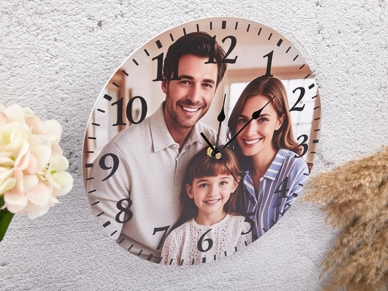 Custom Wall Clock with Picture|Personalized Name Clock|Home Decoration Clock