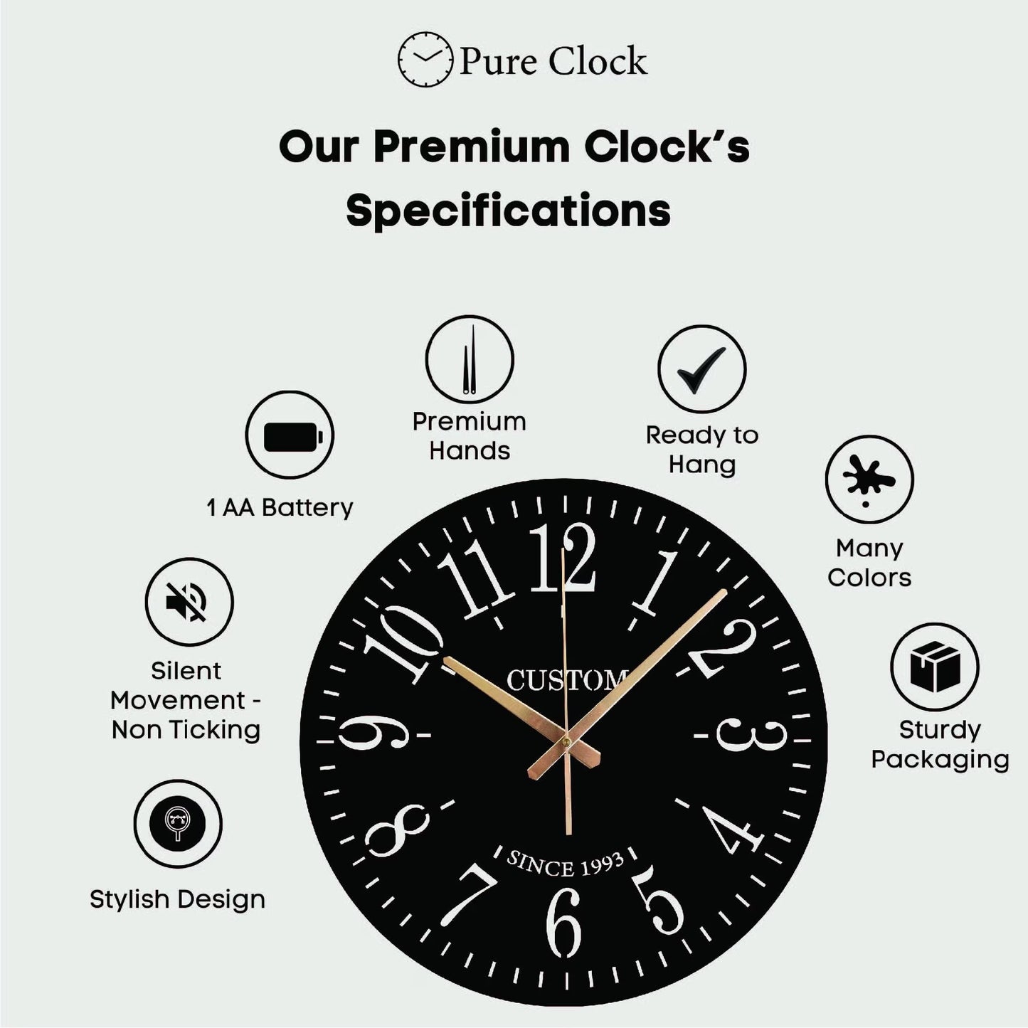 Personalized Metal Wall Clock with Custom Name And Date