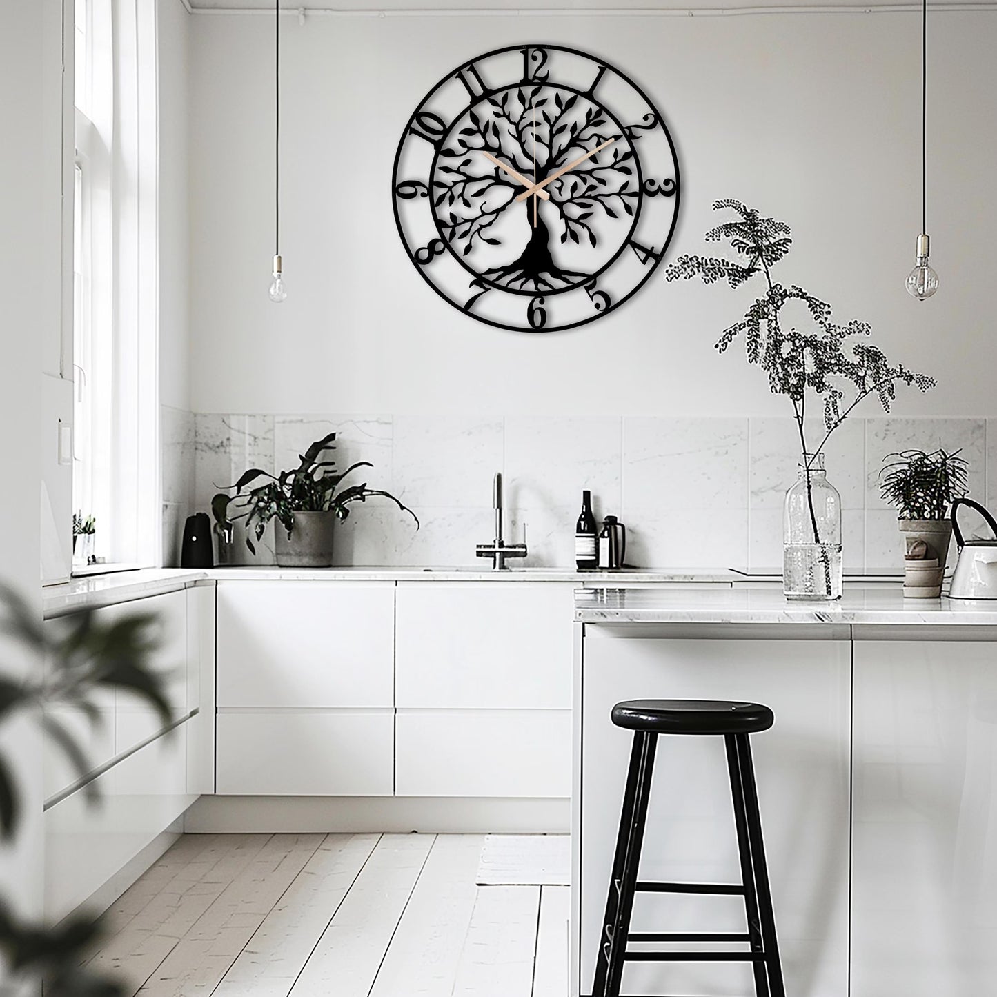 Modern Design Tree Wall Clock|Wall Art For Home Decor|Living Room Large Metal Clock