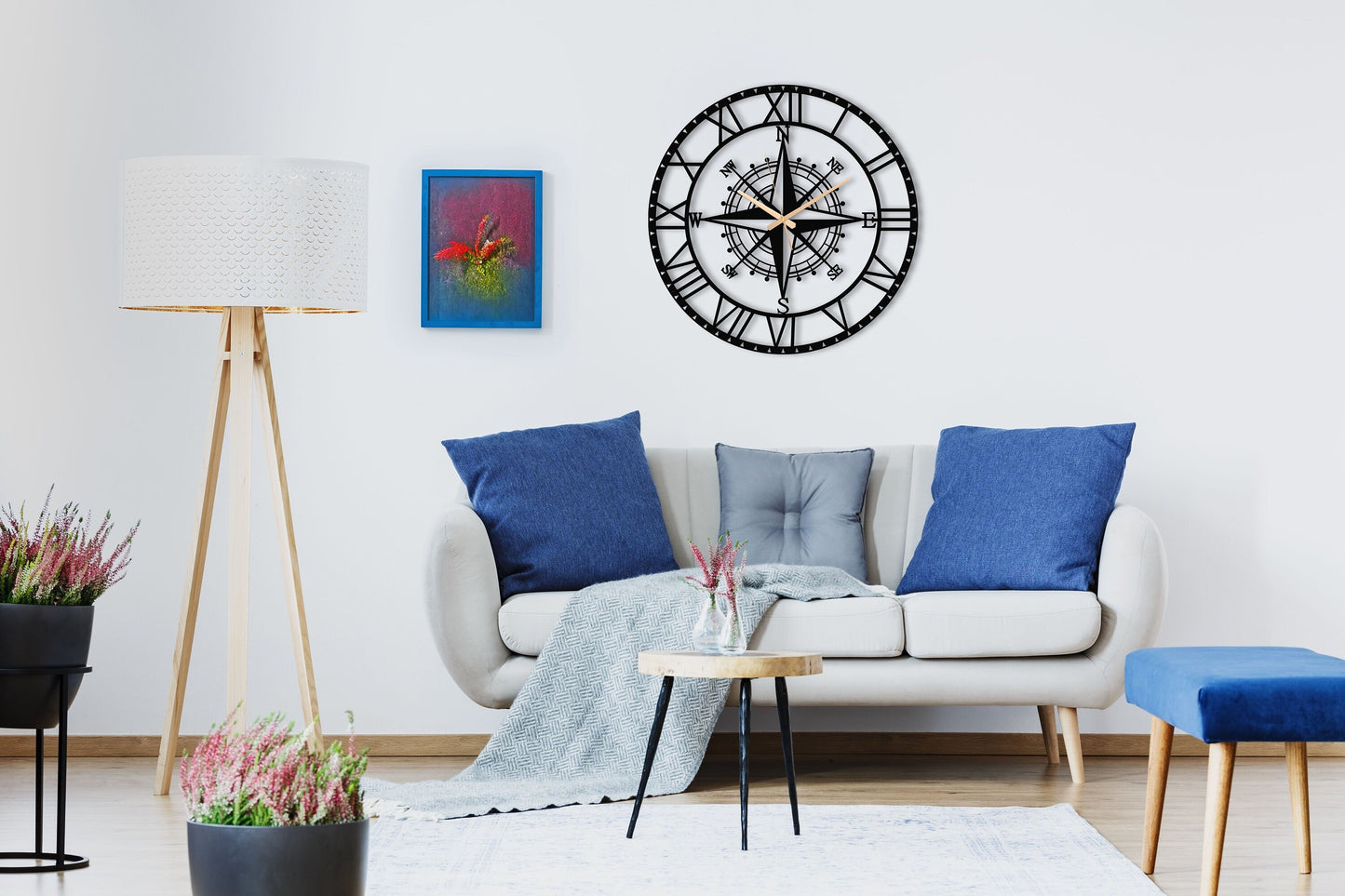 Compass Large Metal Wall Clock|Silent Metal Clock