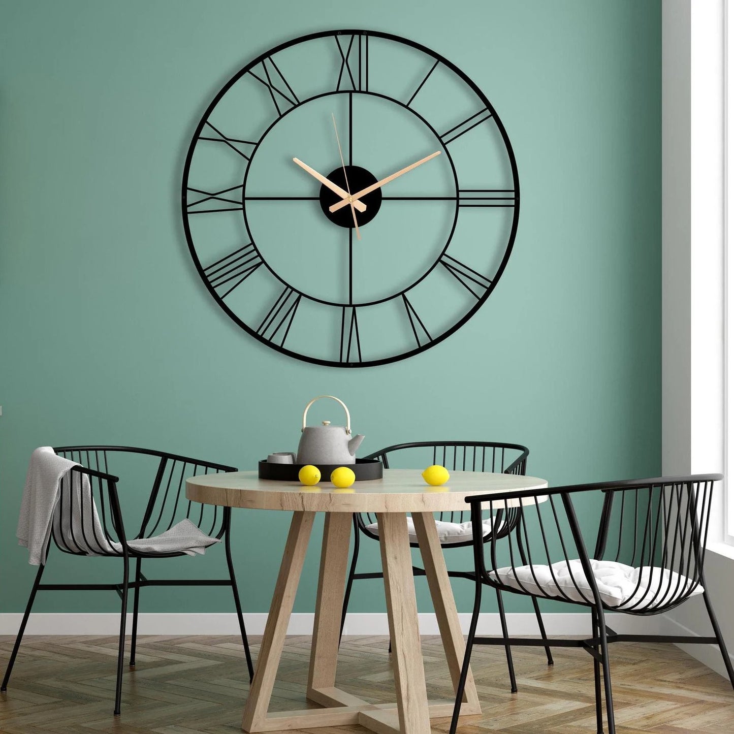 Modern Metal Wall Clock with Roman Numeral|Unique Wall Clock