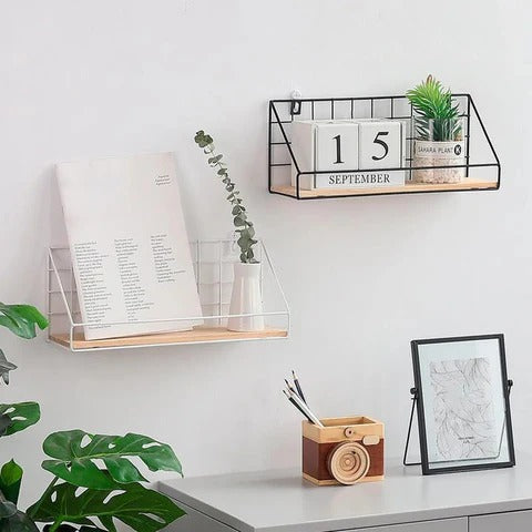 CHECKS AND BOXES WALL SHELF