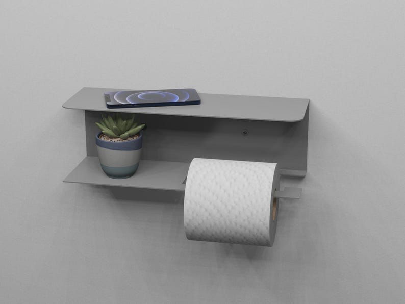 Elegant Gray Wall Mounted Towel Rack|Modern Metal Bathroom Organizer