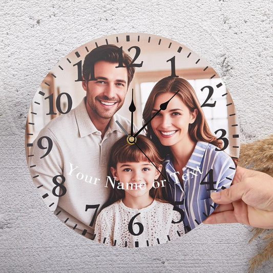 Custom Wall Clock with Picture|Personalized Name Clock|Home Decoration Clock