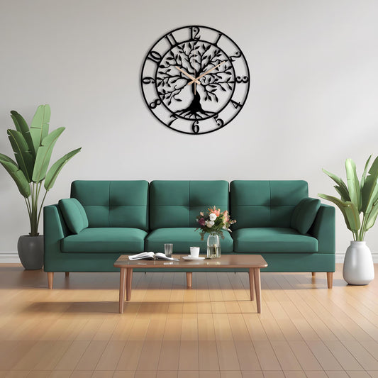 Modern Design Tree Wall Clock|Wall Art For Home Decor|Living Room Large Metal Clock