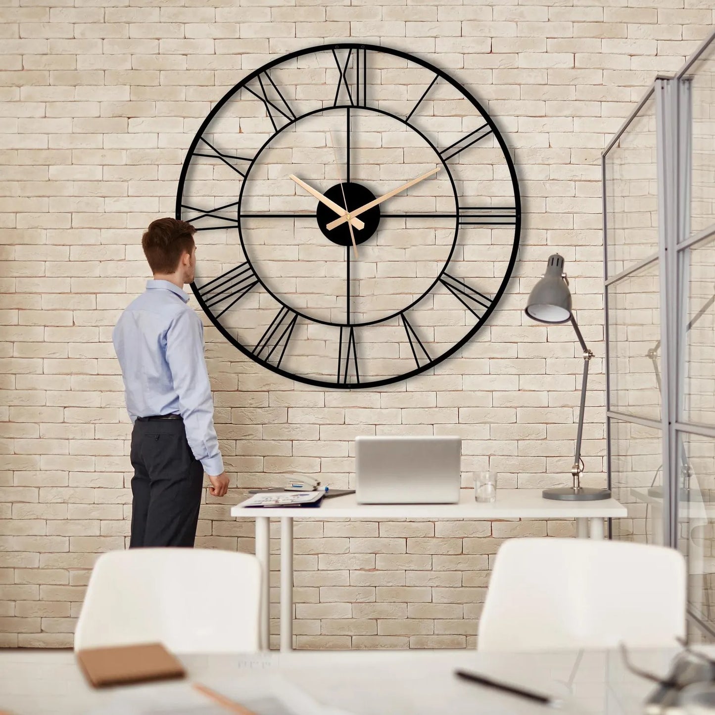 Modern Metal Wall Clock with Roman Numeral|Unique Wall Clock