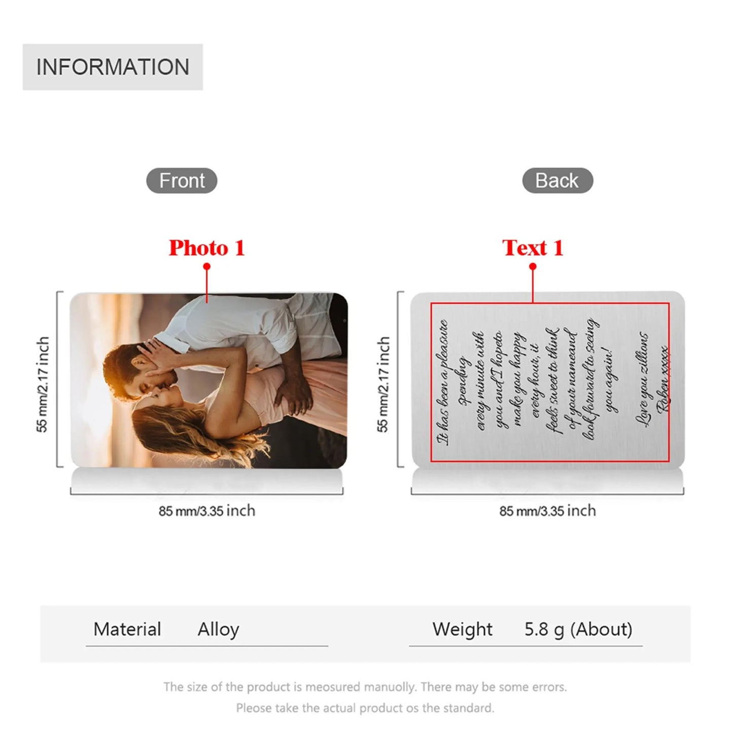 Custom Metal Photo Wallet Card|Personalised Picture Wallet